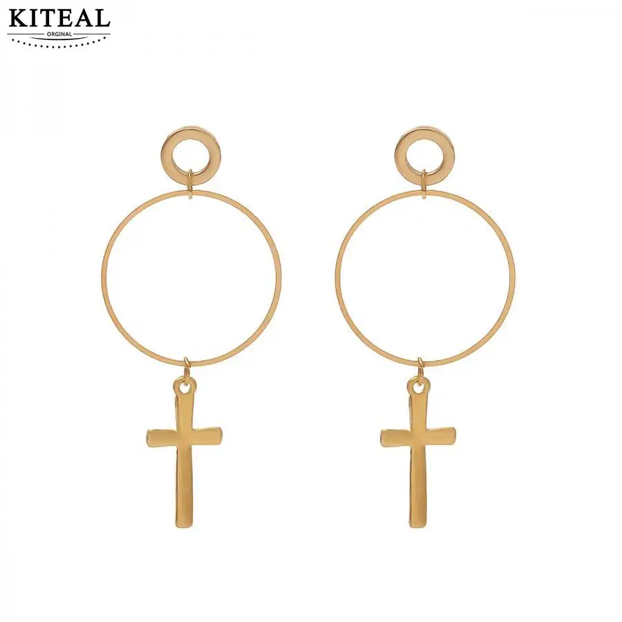 

KITEAL 2018 Lovely Girlfriend earrings Cross earrings 6.5cm*3cm cross earings fashion jewelry charm