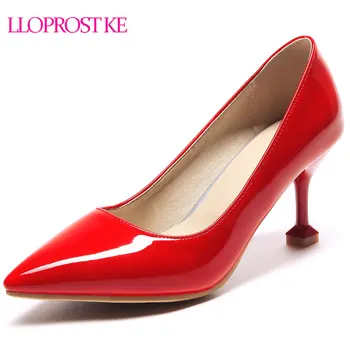 

Lloprost ke Women Pumps Solid Colors 2018 Slip On Pointed Toe High Heels 7.5CM Femme Sexy Wedding Pumps Plus Size 33-48 MY946