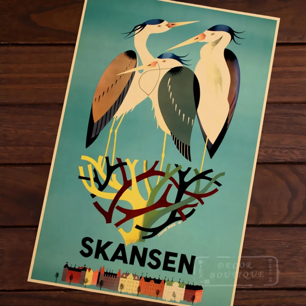 Skansen Stockholm Landscape Sweden Travel Wonder скандинавский Холст плакат DIY настенные наклейки