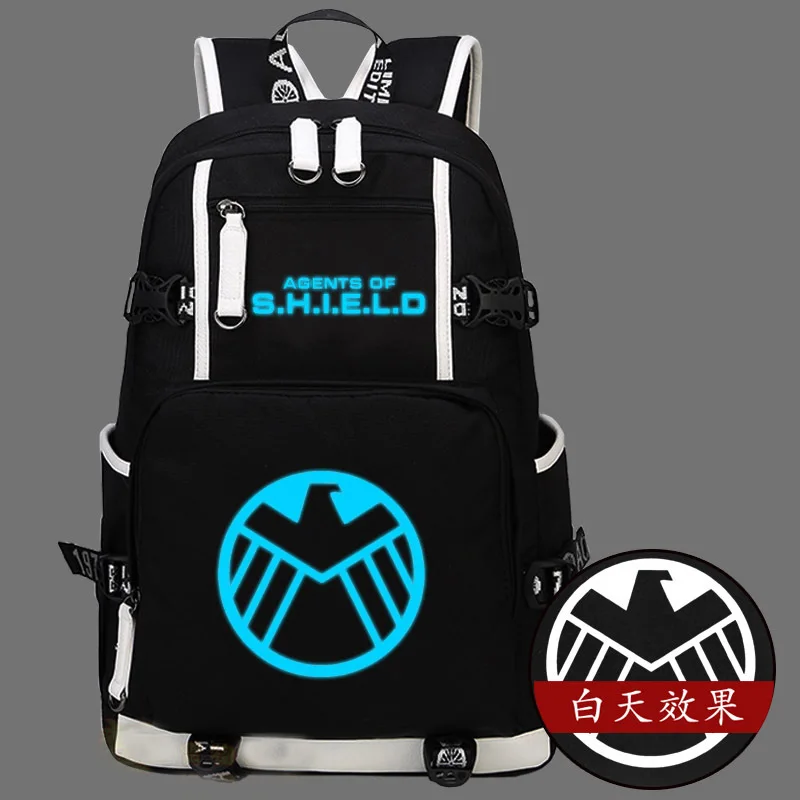 

New Agents of S.H.I.E.L.D. Luminous Backpack Schoolbag Bookbags Shoulder Laptop Travel Bags Student Gift