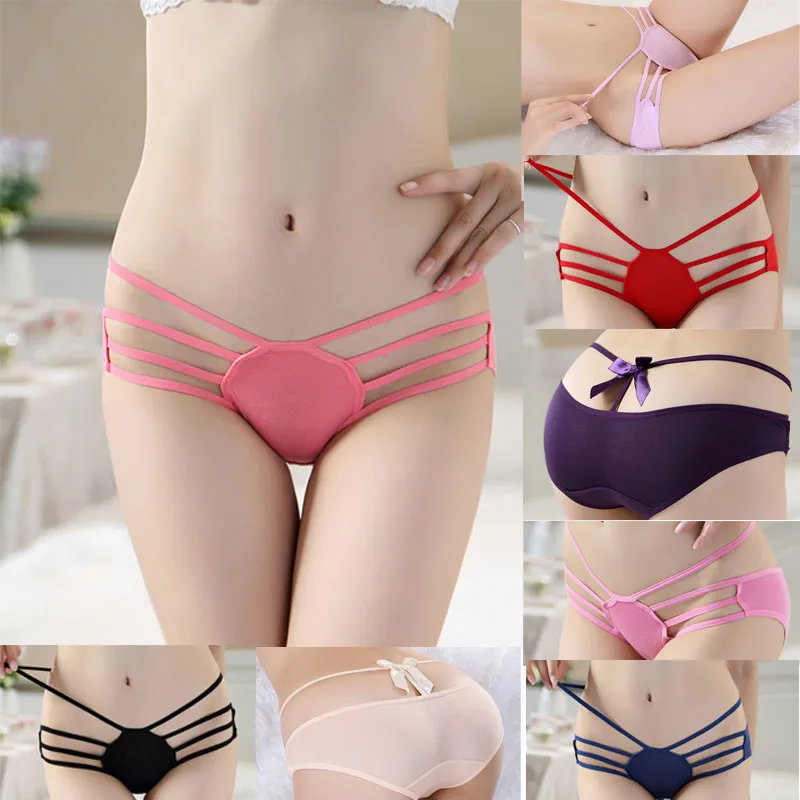 

New Open Butt Panties Sexy Bow Tie Crotchless Lingerie Thongs Sexy Panties Transparency Tanga Bowknot Featured Women Briefs