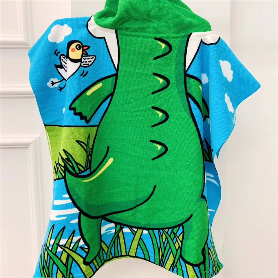 Детское полотенце с капюшоном и рисунком акулы, быстросохнущее банное полотенце с капюшоном, пляжное полотенце из микрофибры для мальчиков и девочек, 60x120 см