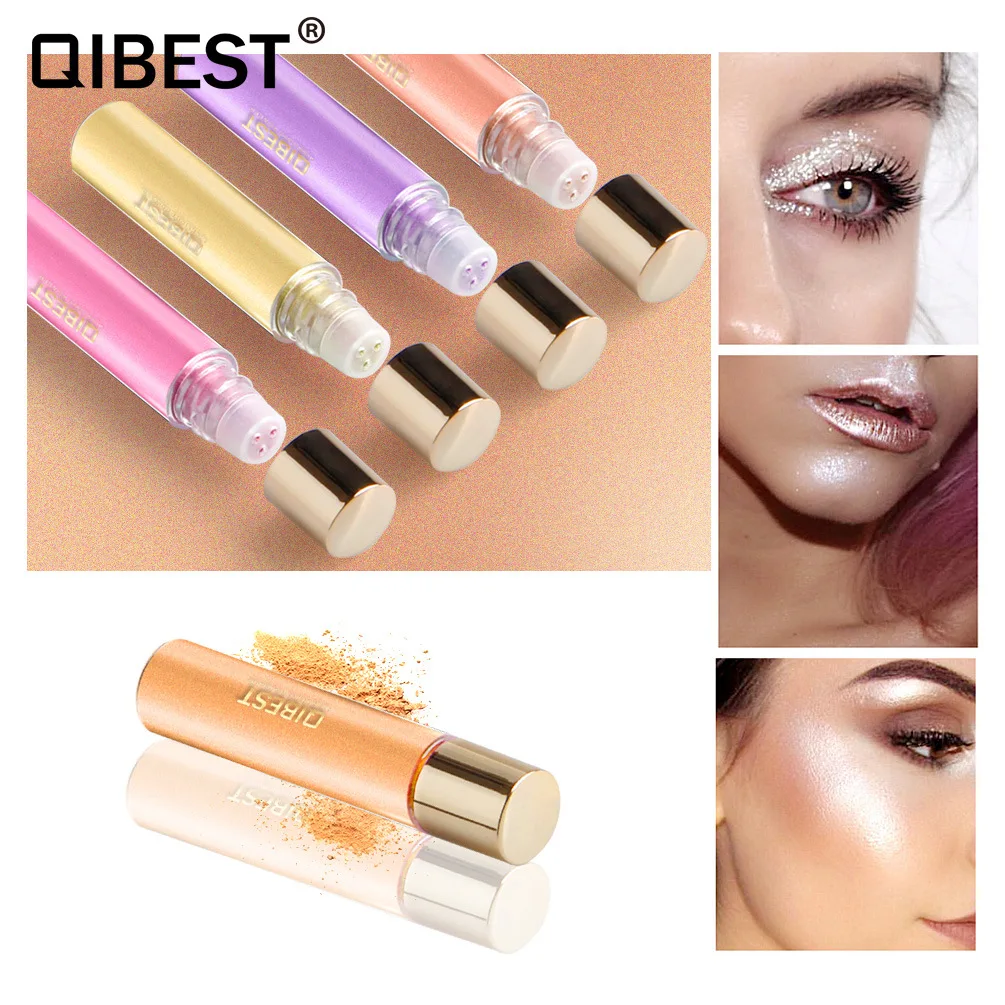 QIBEST водостойкая светящаяся пудра волшебная Iluminador Maquillaje тени для лица косметика