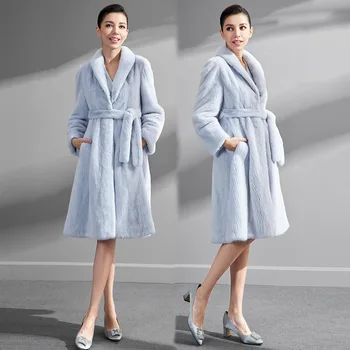 

2018 Autumn and Winter New Sheep Shearing Fur Coat Female Long section Mink Fur Wool Ccoat Suede Shirt Size S-5XL 6XL