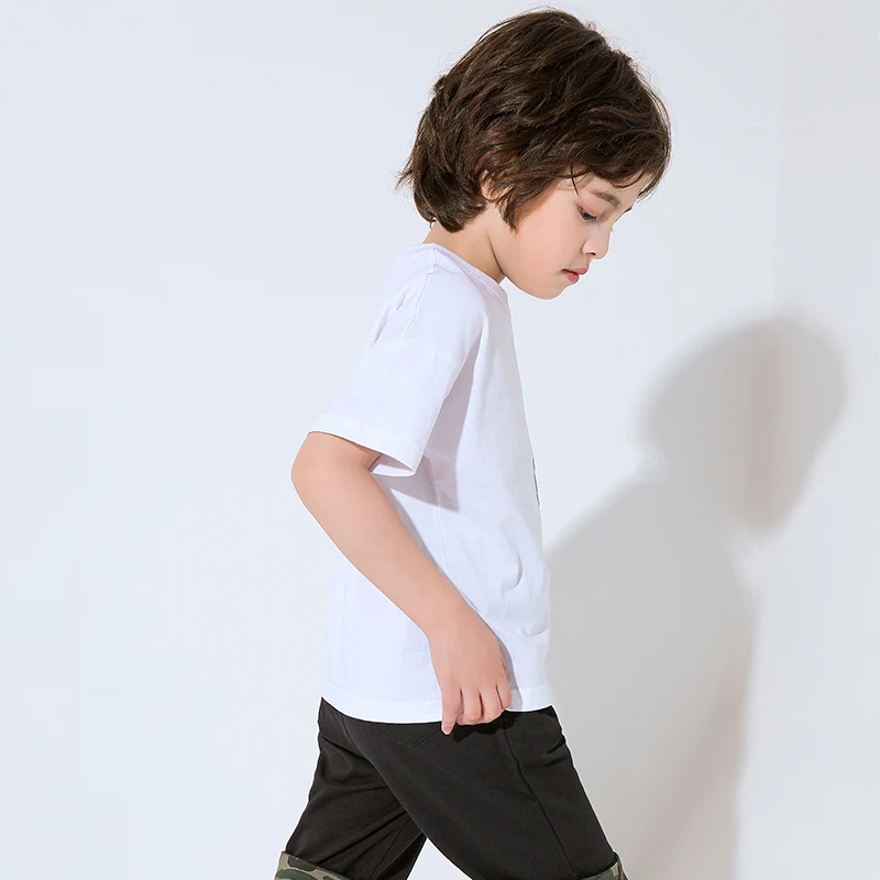 Pioneer Kids/свободные футболки с открытыми плечами хлопковая рубашка для мальчиков