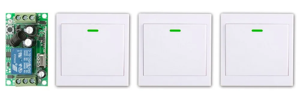 

New DC12V 1CH Wireless Remote Control Switch System Receiver + 3*Wall Panel Remote Transmitter Sticky Remote Smart Home Switch