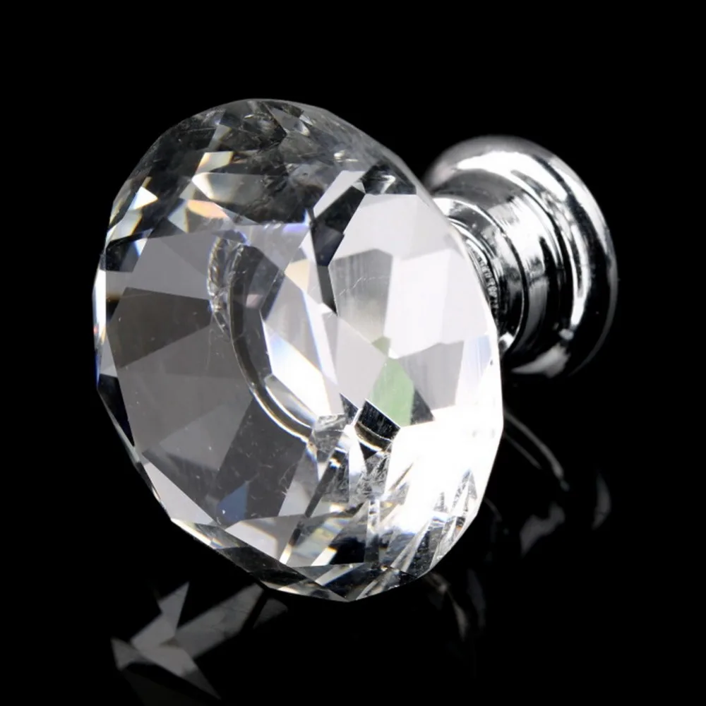 10 Pcs 30mm Diamond Shape Crystal Glass Door Handle Knob for furniture Drawer Cabinet Kitchen Pull Handles Knobs Handle Wardrobe