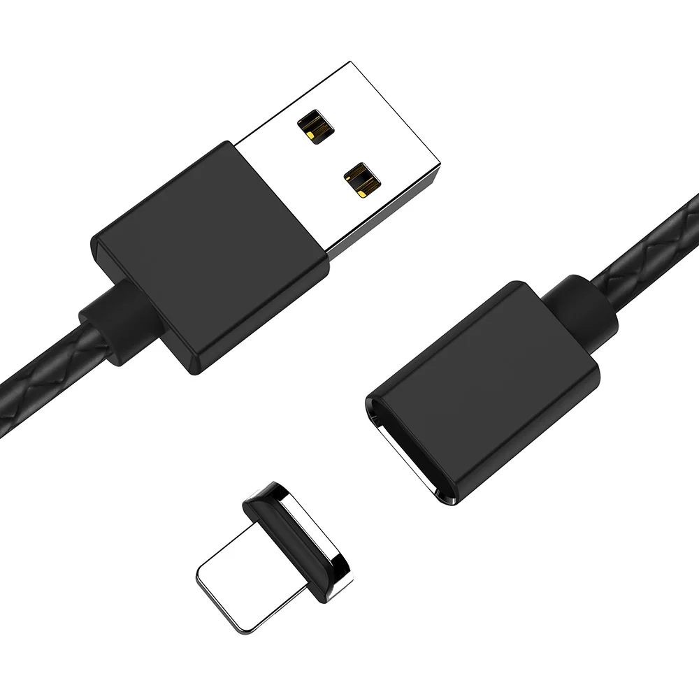 KISSCASE 1 м Магнитный зарядный кабель Micro USB кабель для iPhone XR XS MAX X магнит Зарядное устройство USB Дата Тип C Кабели шнур с светодиодный - Цвет: Black lighting Cable