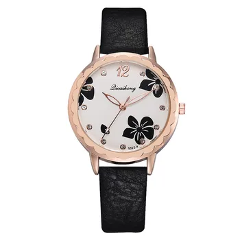 

Fashion Women Watch Simple And Simple Leisure Flower Scale Leather Ladies Watch Ladies Clock Female Hours Wristwatches