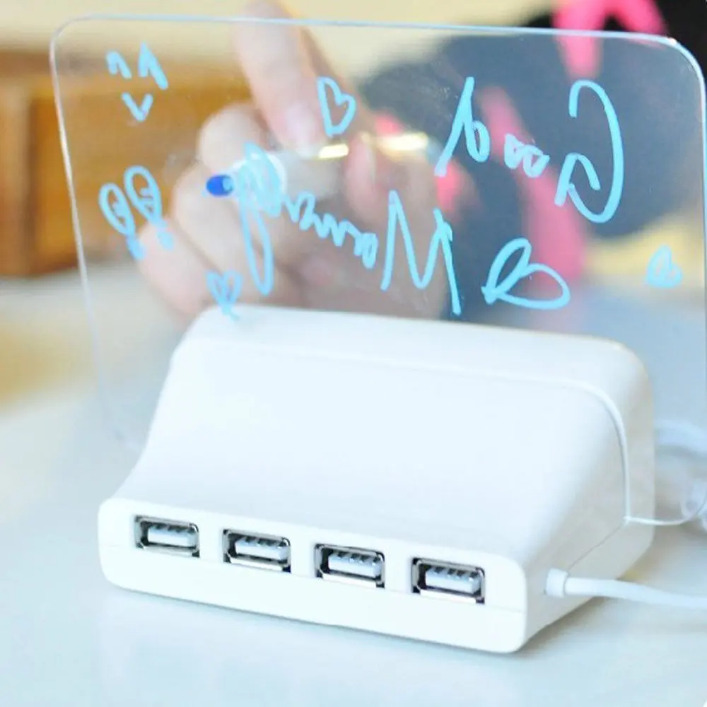Синий светодиодный флуоресцентный цифровой будильник с платой сообщений USB 4
