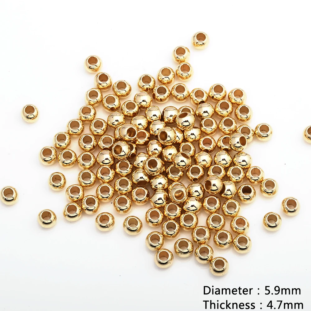 Buy 450pcs/lots 6MM KC Gold Large Hole Plastic Round