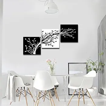 

Art Leaves Modern 3 Panels Flowers Artwork Giclee Canvas Prints Black and White Abstract Floral Trees Painting Drop shipping