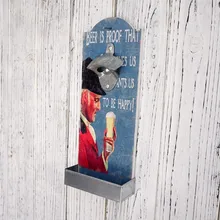 Винтажный Ретро стиль настенное крепление открывалка для бутылок пива настенная закрепленная открывашка для бутылок с ловитель крышки для паба бар человек пещера открывалка для бутылок стена