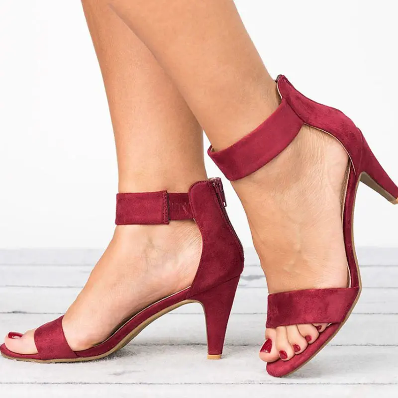 Women Sandals 2019 Fashion Summer Shoes Women Peep Toe Thin Heels Sandals Plus Size 43 Casual Zapatos Mujer 5cm Women Heels