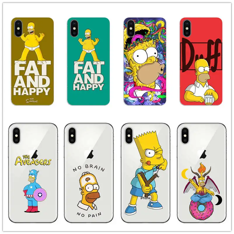 

cartoon Simpsons Case For iPhone 7 8 Plus 6 6S Plus Patterned Phone Cover For iPhone X XS MAX XR 5 Coque Fundas Soft TPU Shell