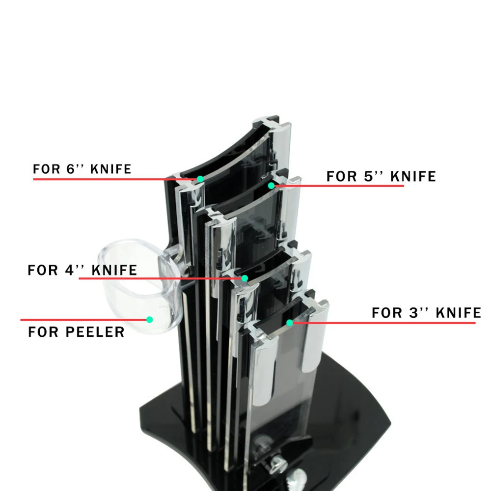5 шт. Набор ножей стенд, используется для " 4" " 6" Керамический нож+ один пилинг высокого качества акриловый держатель для ножей черный