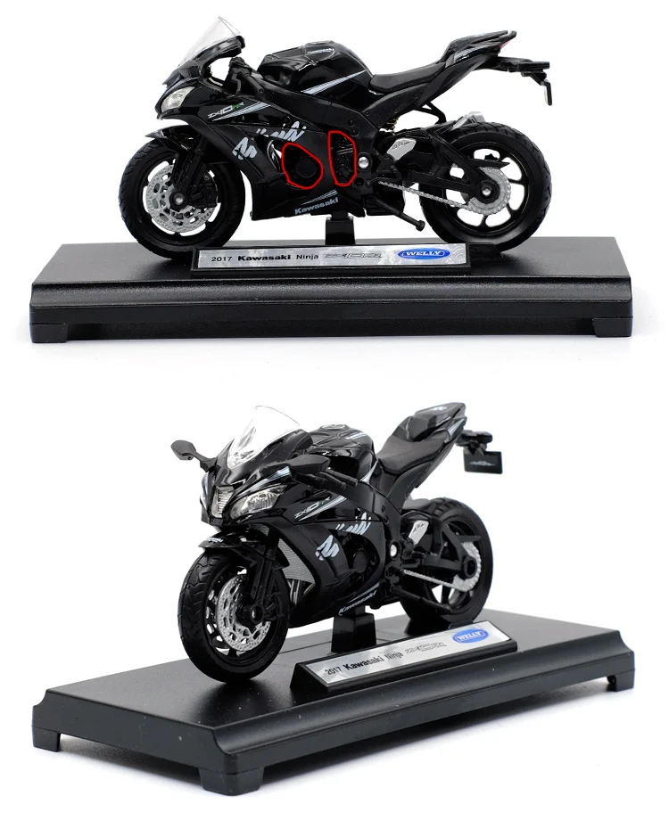 Welly 1:18 Kawwasaki Ninja ZX10R Литая модель мотоцикла Рабочая короткопоглотитель игрушка для детей подарки коллекция игрушек