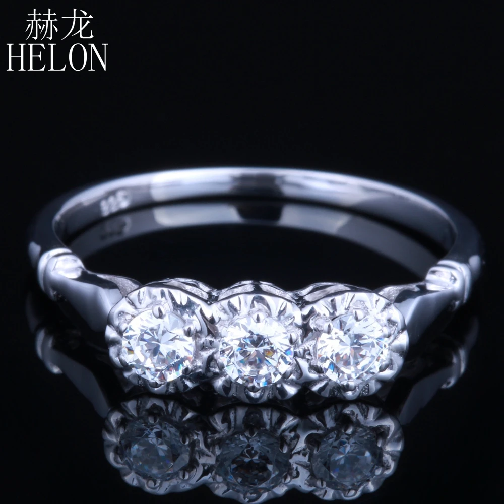 HELON однотонное ювелирное изделие из белого золота 10 к 0 3 карат подлинное кольцо с
