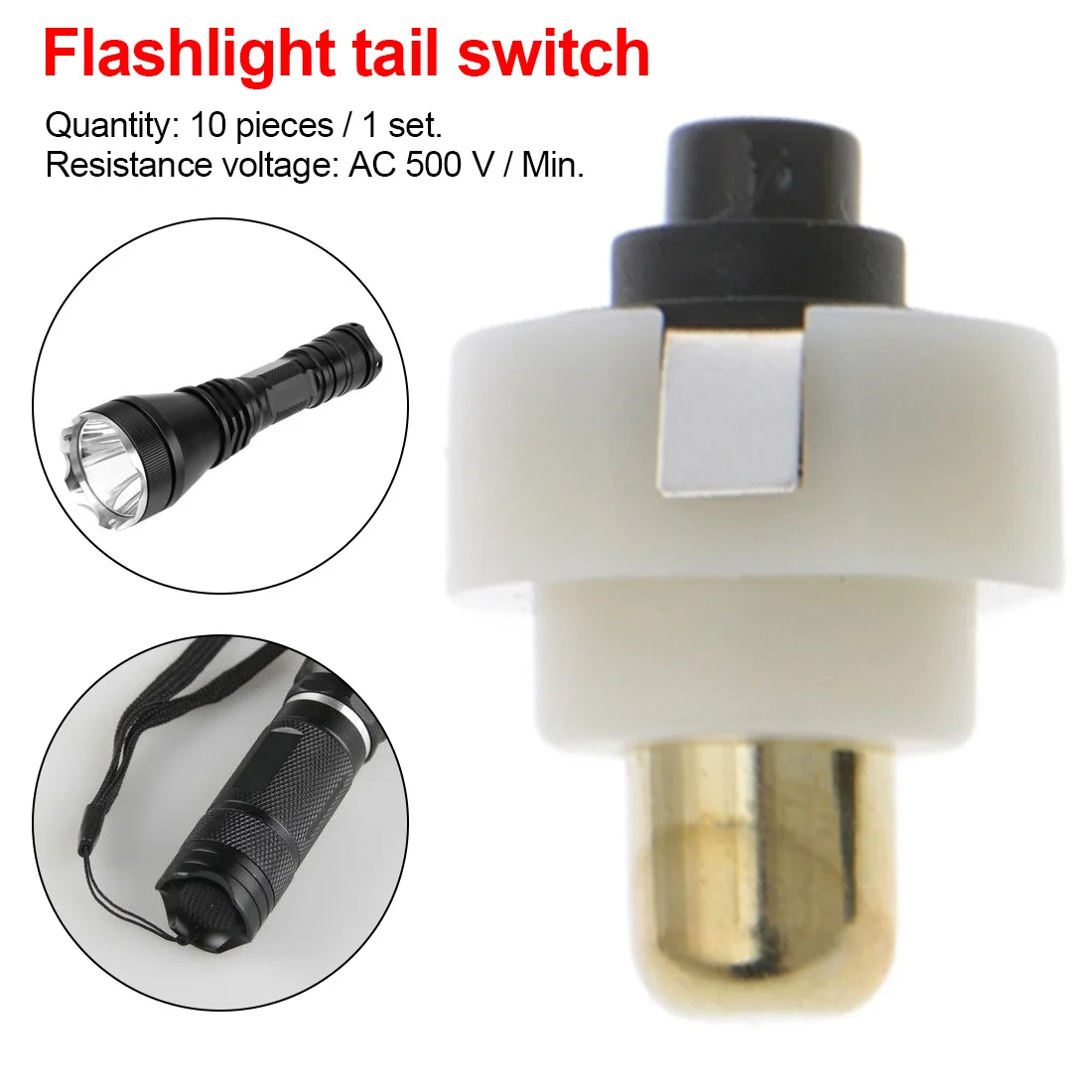 

10PCS DC 30V 1A Diameter 20mm LED Flashlight Push Button Switch ON/ OFF Electric Torch Tail Switch