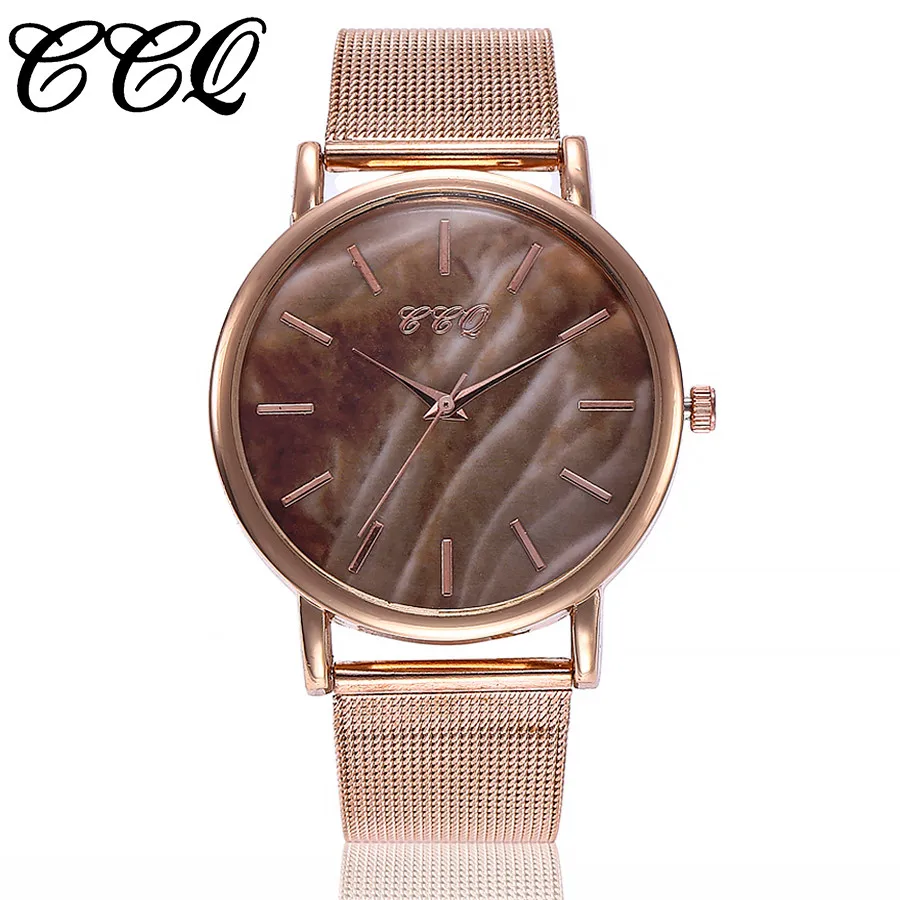 

CCQ Casual Quartz Stainless Steel Band Marble Strap Watch Analog Wrist Watch ladies watches top brand luxury clock women 533