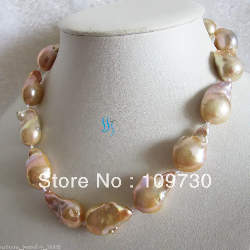 

Jewelry 001823 18" 13-22mm Pink Beadnucleated Baroque Pearl Necklace