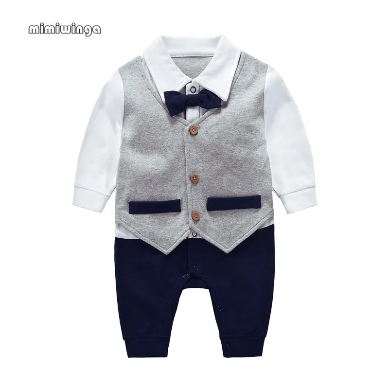 mimiwinga Baby long-sleeved jumpsuit new harem cotton comfortable children's gentleman models climbing clothing |