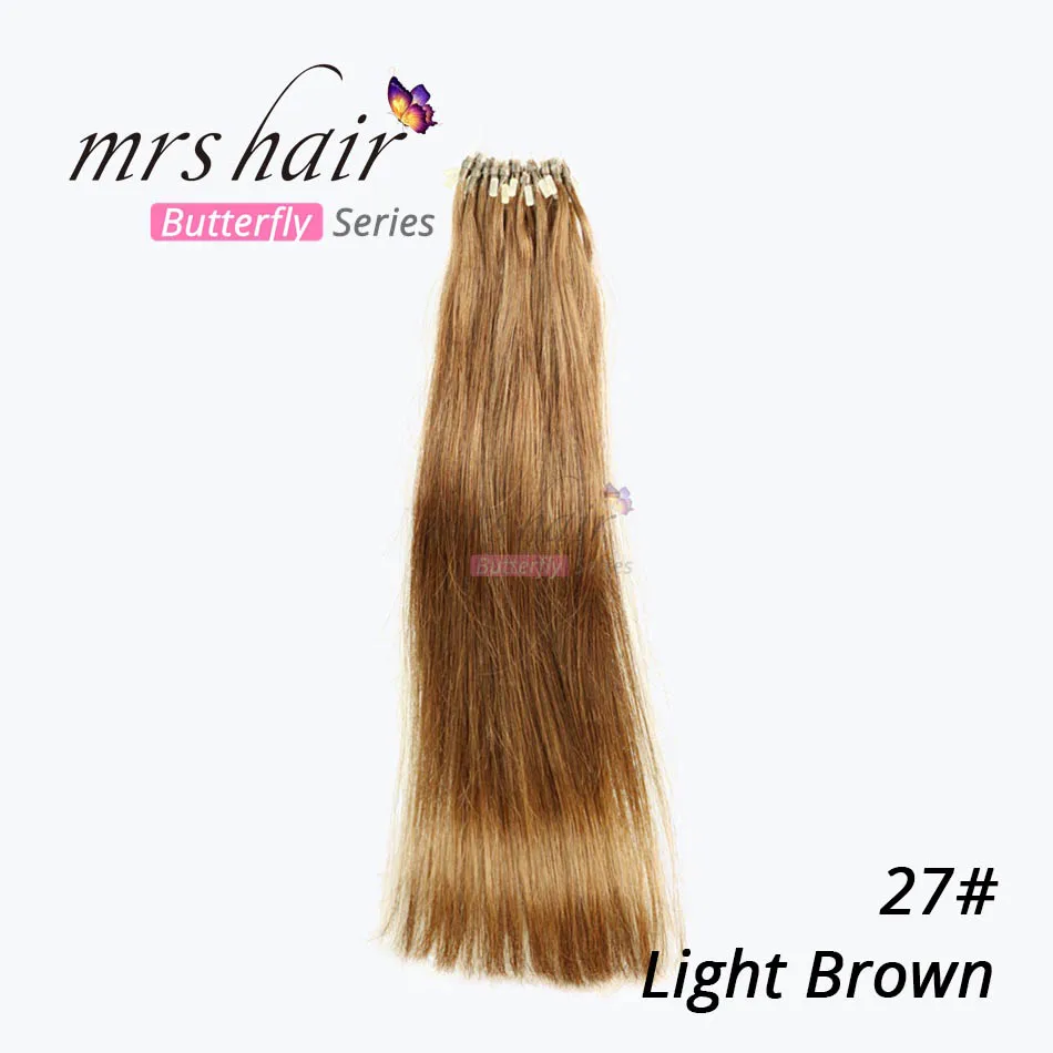 #27 MRSHAIR, прямые волосы на микро кольцах, 1"-24", 1 г/шт., 50 шт., натуральные волосы Remy для наращивания - Цвет: #27