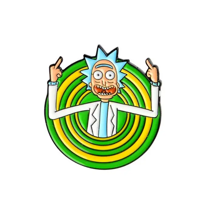 A Rick& Moti Классическая значок в мультипликационном стиле, значок на булавке, эмалированная брошь, аниме, Любительская джинсовая рубашка, куртка, булавка на лацкане, аксессуары, 1 шт - Цвет: A