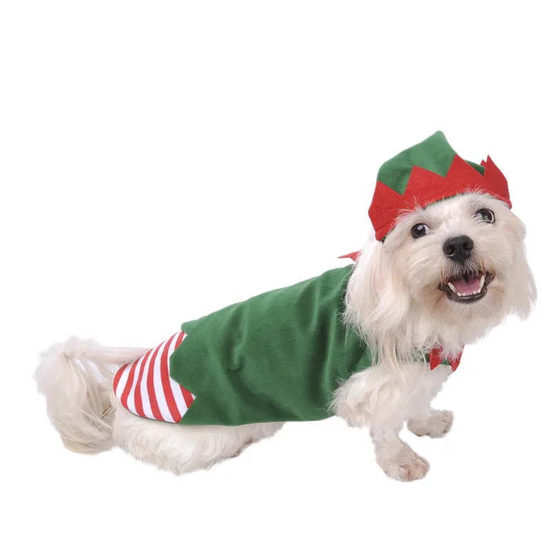 1 комплект домашних животных собака Рождественский костюм клоуна зеленый милый Собачка Щенок Хэллоуин куртки для вечеринок пальто с капюшоном одежда костюм капитана
