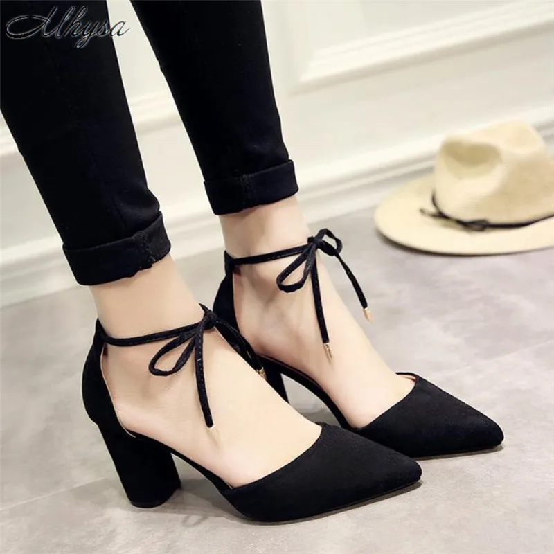 

Mhysa 2019 Summer Fashion Women Shoes Pointed Toe Square heel Pumps Dress Shoes High Heels Shoes Wedding Shoes High 8CM S1188