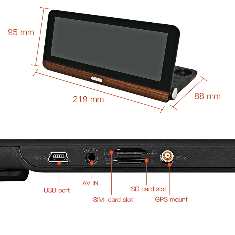 E-ACE E03 rastreador de navegación GPS para coche 4G cámara de visión trasera DVR con doble lente 8 pulgadas Android 5,1 navegación grabadora de vídeo ADAS