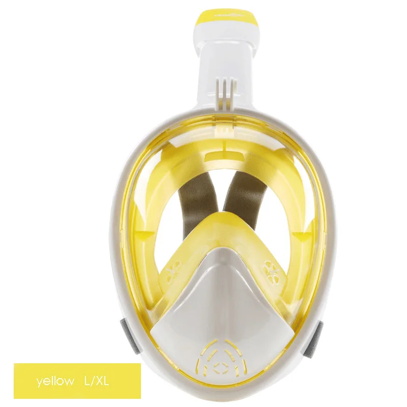 Маска для подводного плавания с защитой от тумана и утечки с креплением для камеры 180 градусов - Цвет: Yellow White XL
