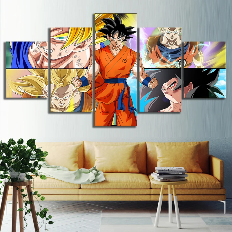Canvas-Painting-Prints-Home-Decor-5-Pcs-Character-Burdock-Dragon-Ball-Anime-Wall-Art-Modular-Pictures (1)