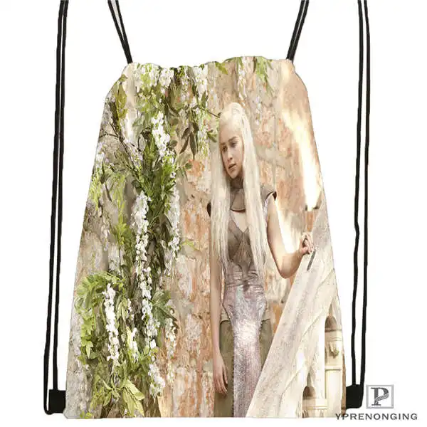 Drawstring Backpack Пользовательская Игра престолов@ 01-походная сумка на шнурке милый рюкзак для детей(черная спинка) 31x40 см#180611-01-29 - Цвет: Drawstring Backpack