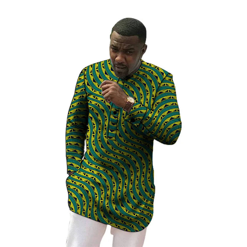 African clothing men's shirt slim fit ankara o neck print tops ...