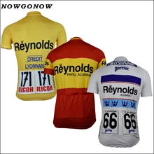 Camiseta Retro de ciclismo NOWGONOW 2017 para hombre, amarillo, blanco, rojo, ropa de equipo profesional, ropa de ciclismo, ropa de Ciclismo MTB road top Maillot 3 Estilo de verano sin.