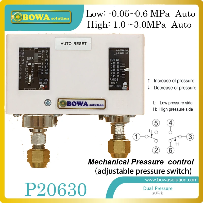 Autoreset dual pressure switch is great choice for heat pump units to