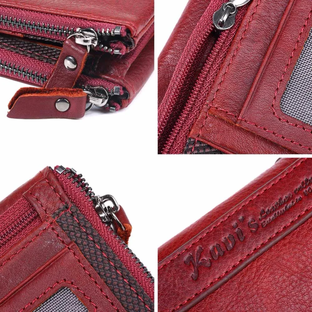 KAVIS 100% Genuine Leather Vintage Small Women Wallets Female Womens Wallet Zipper Design With Coin Purse Pockets Mini Walet KAVIS 100% Genuine Leather Vintage Small Women Wallets Female Womens Wallet Zipper Design With Coin Purse Pockets Mini Walet