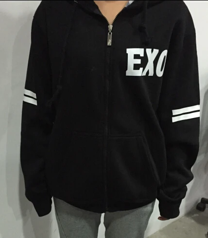 Kpop Exo sudadera con capucha para mujeres chndales de tela de moda sudadera bisbol Exo sobredosis Feminino cremallera jueg