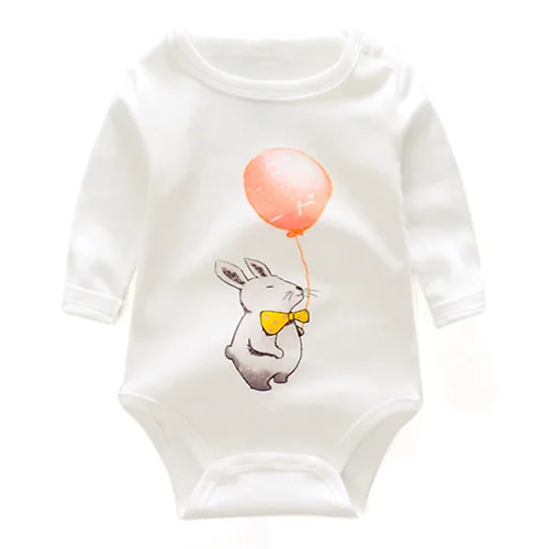 Hilenhug/Детские комбинезоны; Одежда для мальчиков и девочек от 3 до 18 месяцев; хлопковый комбинезон с длинными рукавами для малышей - Цвет: Balloon Rabbit
