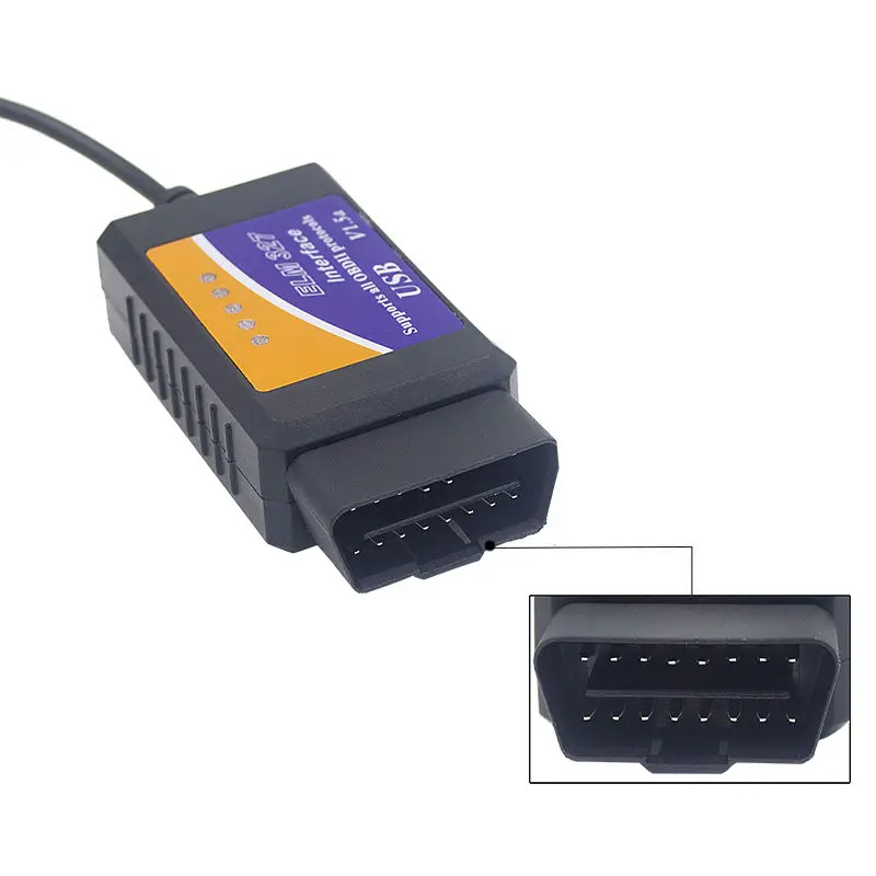 Реальный 25K80 ELM327 USB Пластиковый OBD2 автомобильный диагностический инструмент