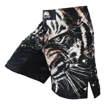 Спортивные шорты черные suotf бои голова тигра властные фитнес дышащие шорты Одежда для бокса Тигр Муай Тай ММА шорты Бои Шорты - Цвет: SUOT2