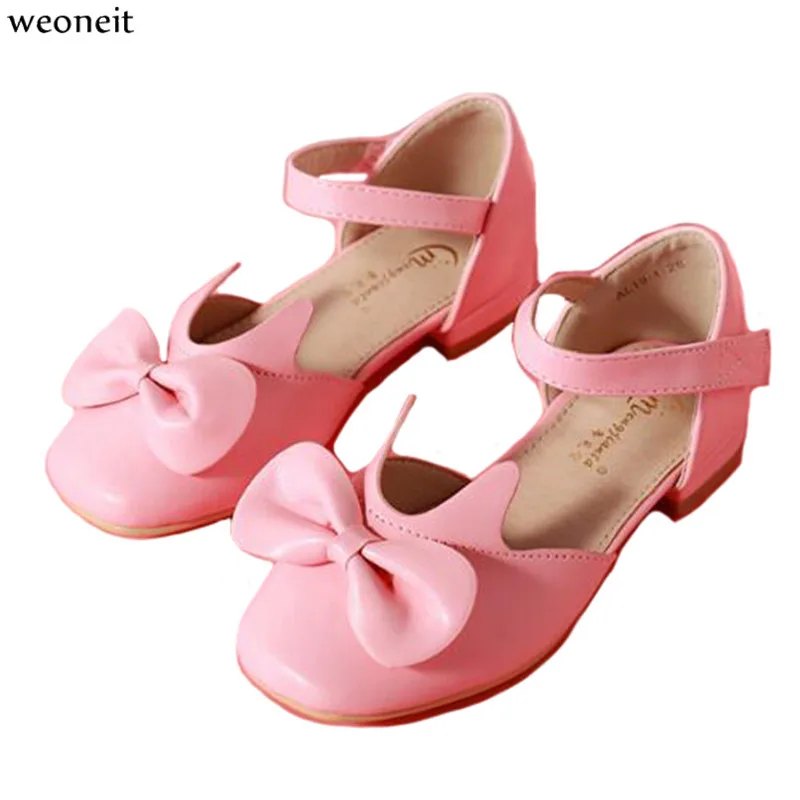 Weoneit Girls Sandals Bowknot Princess Shoes Hook& Loop Cute Girls Sandal Sandals for Girls Summer Sandalias Fille CN 26-36