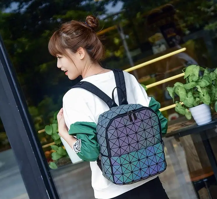 women's backpack geometry shape bag Vintage luminous backpack student's