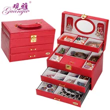 Guanya Joyería Packaging & Display caja de Almacenamiento Caja de Caja de 4 capas de La Joyería del Anillo del Collar de Exhibición de la Joyería Organizador de Contenedores