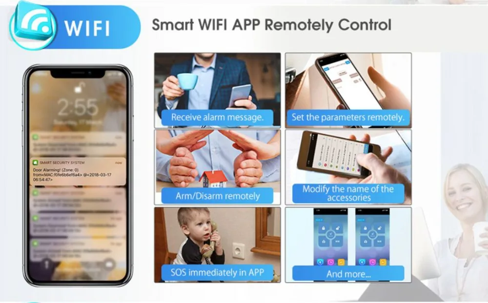 SmartYIBA Wi-Fi Охранная Сигнализация приложение управление детектор движения двери/окна датчики охранной сигнализации Комплект видео камера