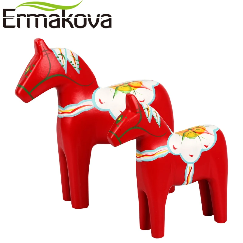 ERMAKOVA 2 шт./компл. деревянная Дала лошадь статуэтка традиционная Животная