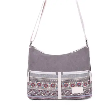 

5 Colors Ethnic Style Pattern Floral Crossbody Bag Canvas Travel Purse Messenger Bag for Women 32 x 11 x 26cm