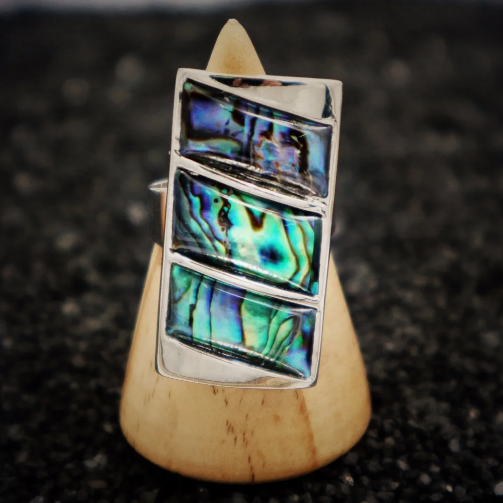 

LiiJi Unique Stock sale Mutil Color Abalone Shell Adjustable Ring Nice Gift for Women