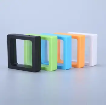 

100pcs 9*9*2cm PET Membrane Jewelry Ring Pendant Display Stand Holder Packaging Box Protect Jewellery Stone Floating case SN142